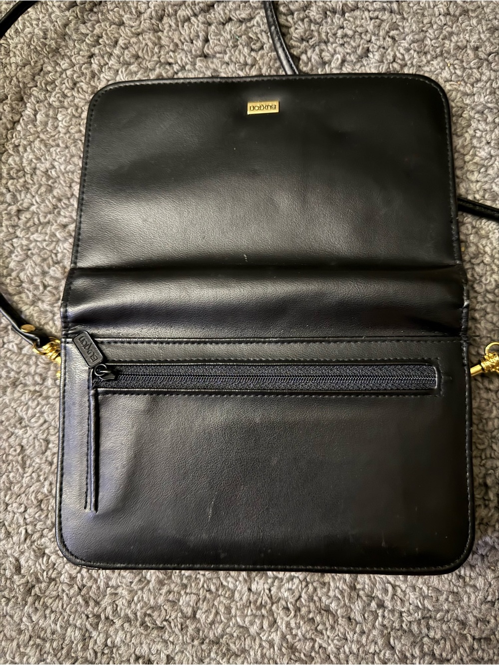 Black Leather Buxton Crossbody Bag with Gold Accent - Picture 5 of 5